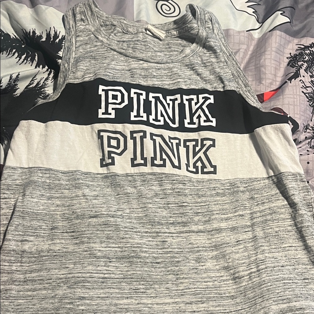 Pink Gray and Black Tank Top